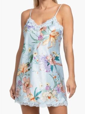 Light Blue Floral Lace Slip